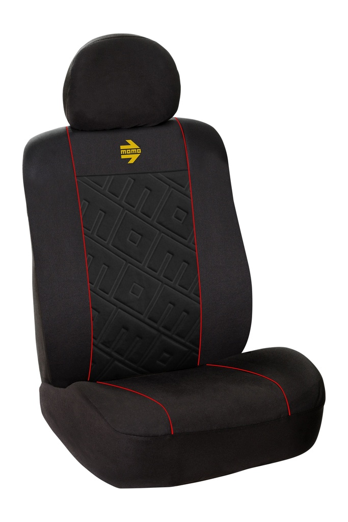 CUBRE ASIENTO MOMO NEGRO ROJO CON R