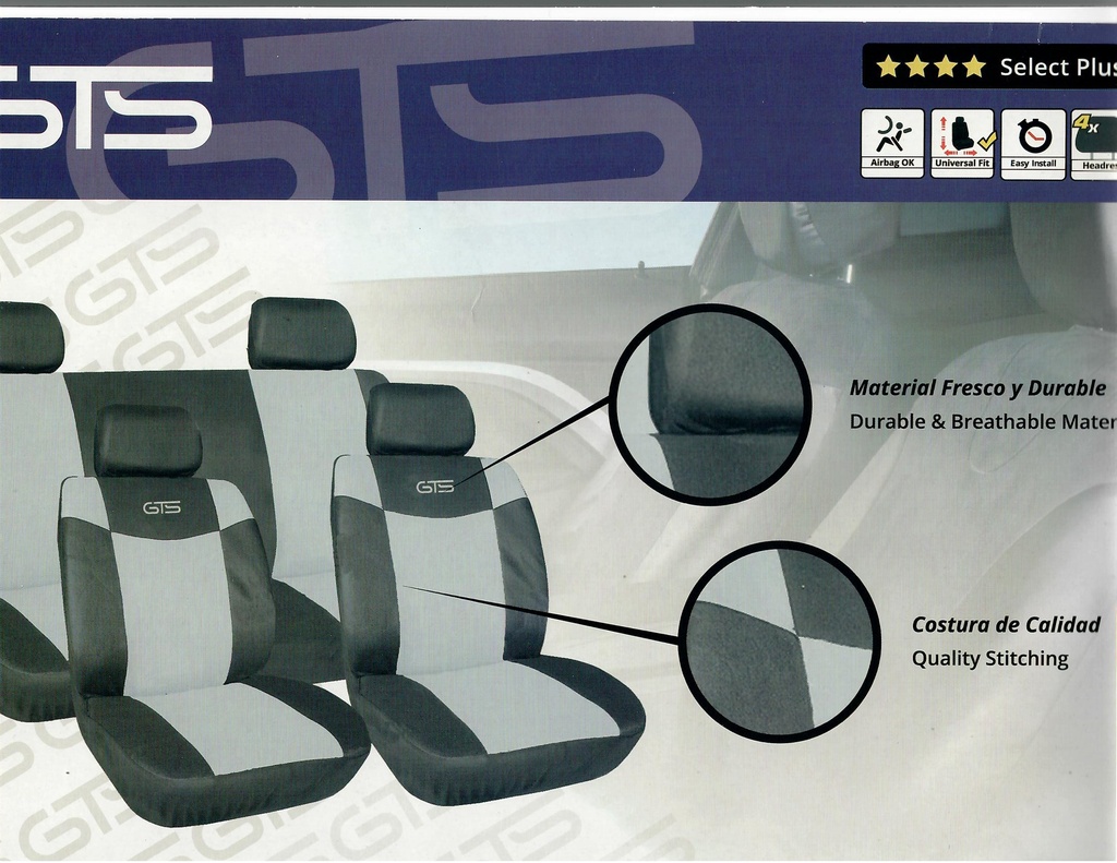 FUNDAS CUBRE ASIENTOS NEGRO/GRIS TU