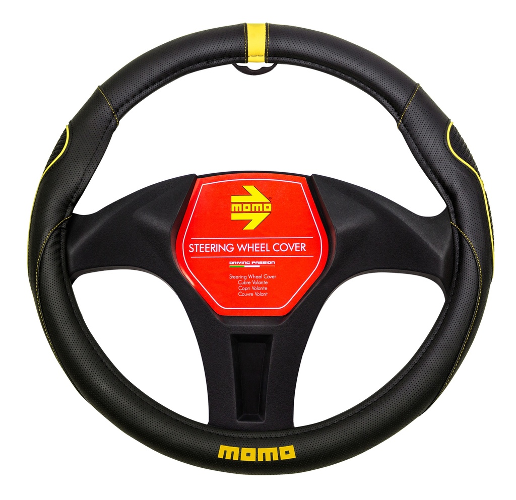 CUBRE VOLANTE MOMO NEGRO-AMARILLO