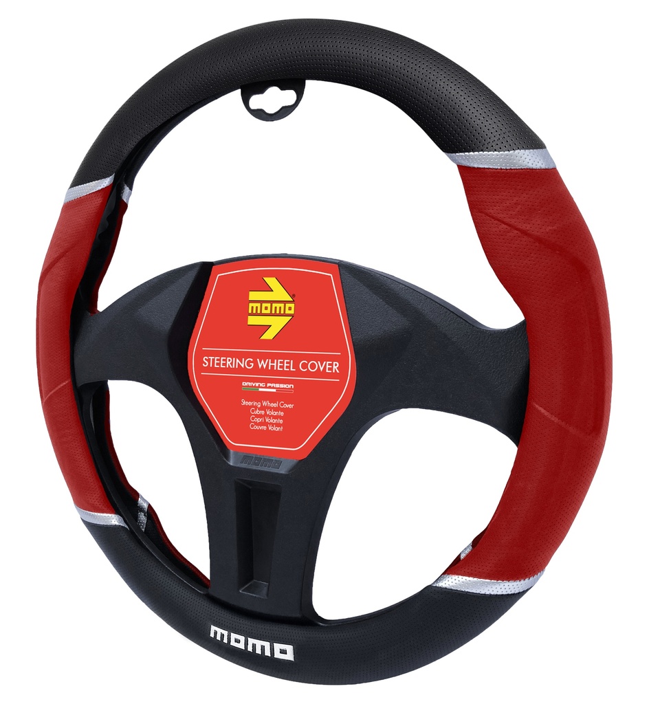 CUBRE VOLANTE MOMO NEGRO/ROJO