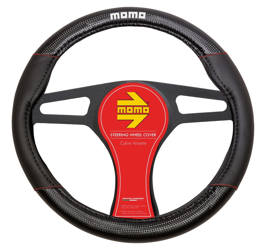 CUBRE VOLANTE MOMO NEGRO/ROJO (2)