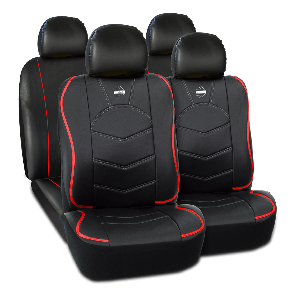 KIT CUBRE ASIENTO NEGRO/ROJO