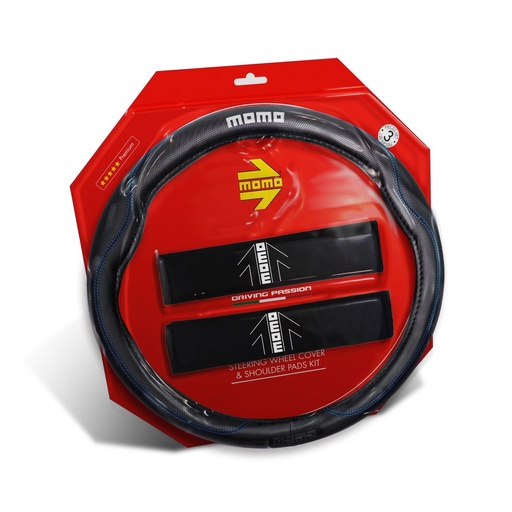 [SWCK011BBLU] CUBRE VOLANTE MOMO NEGRO AZUL C/SHO