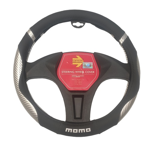 [SWC017BG] CUBRE VOLANTE MOMO NEGRO- GRIS