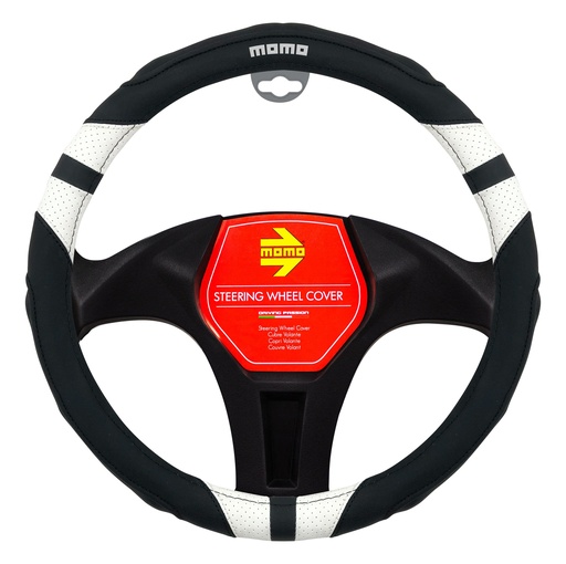 [SWC026BW] CUBRE VOLANTE MOMO NEGRO/BLANCO