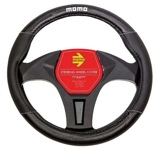 [SWC013BW] CUBRE VOLANTE MOMO NEGRO/BLANCO (2)