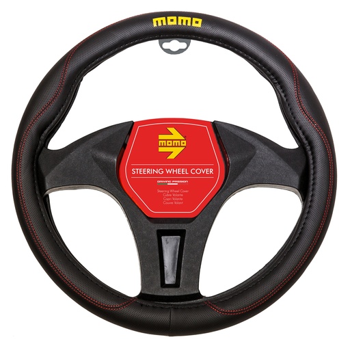 [SWC011BR] CUBRE VOLANTE MOMO NEGRO/ROJO (1)