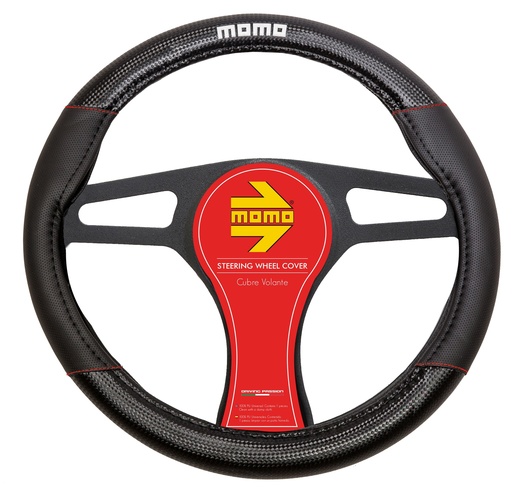 [SWC013BR] CUBRE VOLANTE MOMO NEGRO/ROJO (2)